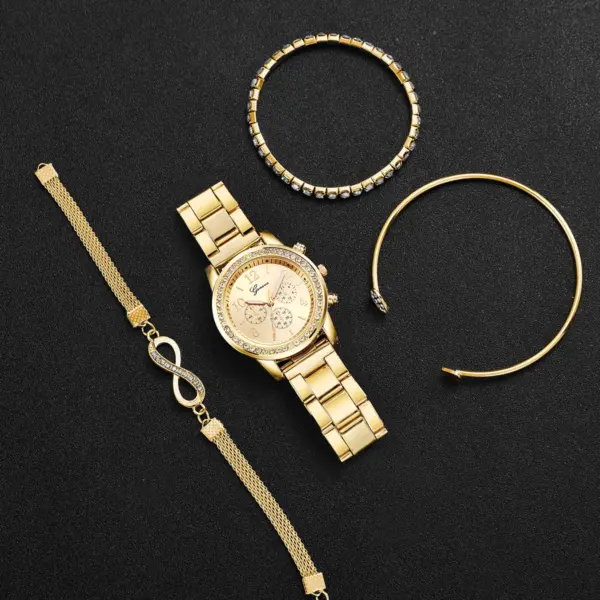 4PCS Women's Quartz Watch and Bracelet Set - Image 5