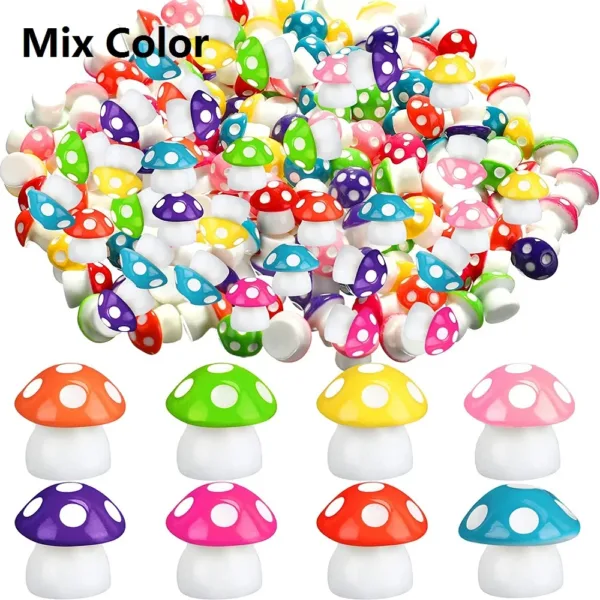 50Pcs Mini Resin Mushroom Figurines Set