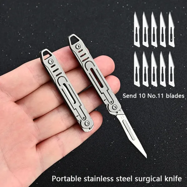 Portable Folding Surgical Knife with 10 Blades