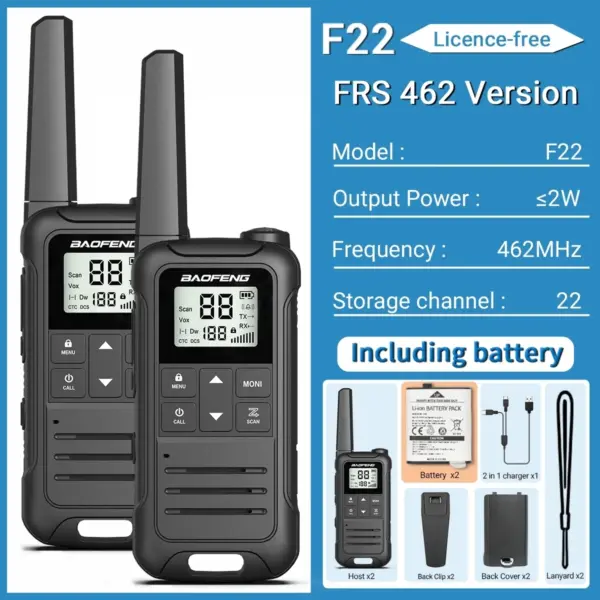 2pcs Baofeng F22 Long Range Walkie Talkies - Image 13