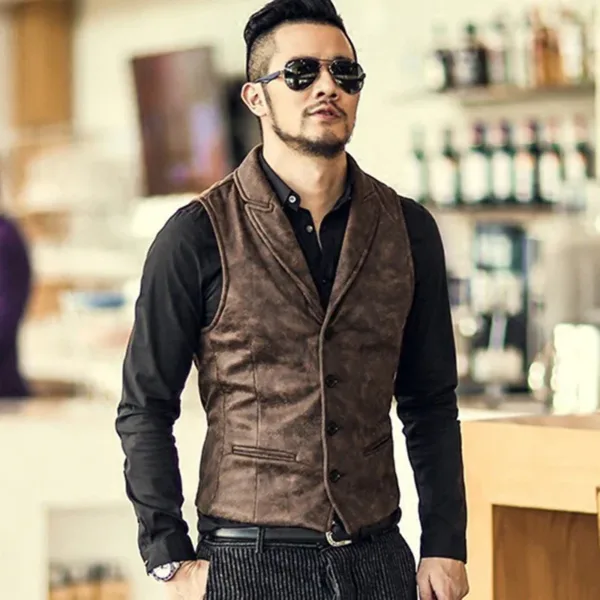 Men's Vintage Style Suede Vest for Fall - Image 2