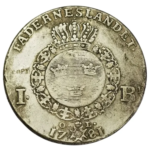 1781 Sweden Riksdaler Silver Replica Coin