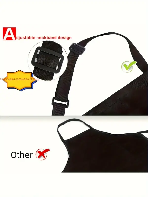 Adjustable Black Apron with Front Pocket - Image 3