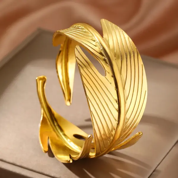 Gold Flower Hollow Cuff Bracelet for Women - Image 4