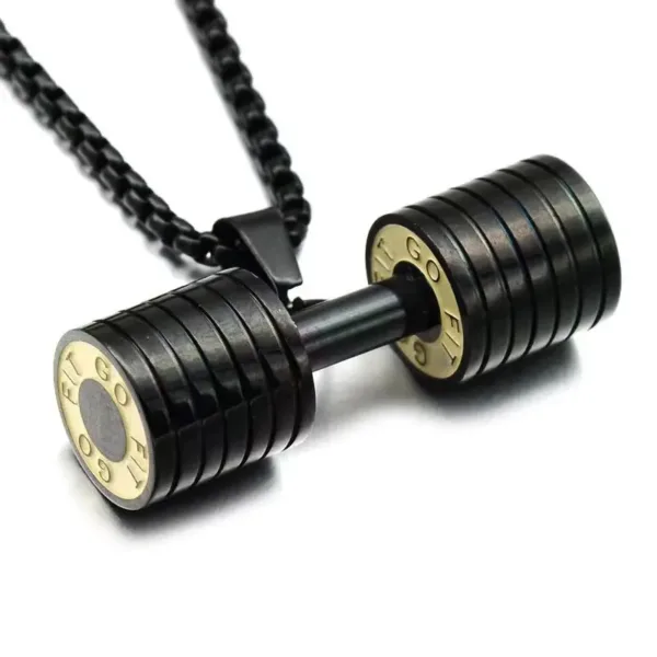 Fashion Barbell Dumbbell Pendant Necklace - Image 6