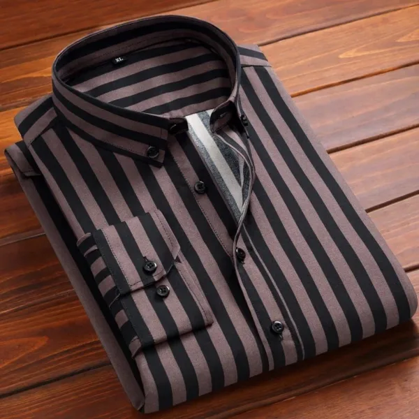 Men's Long Sleeve Striped Casual Shirt - Image 6