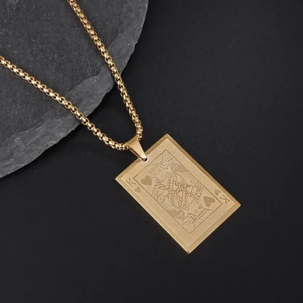 Hip-Hop Iced Out Spades Card Pendant Necklace - Image 12