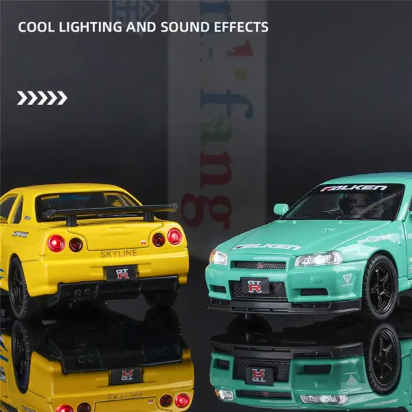 1:32 Nissan Skyline GTR R34 Alloy Model Car - Image 4