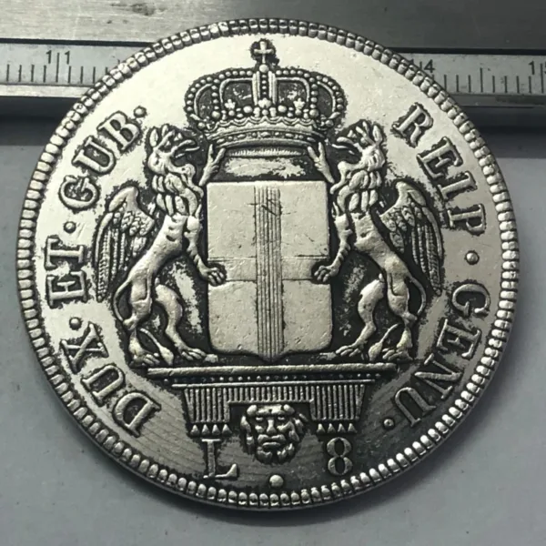 Replica 1796 Genoa 8 Lire Antique Coin - Image 3