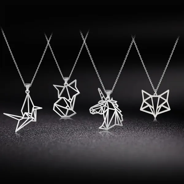 Unicorn Fox Crane Pendant Necklace for Women