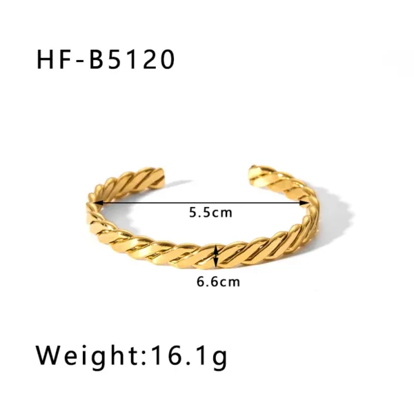 18K Gold Plated Geometric Bangle for Women - Image 8