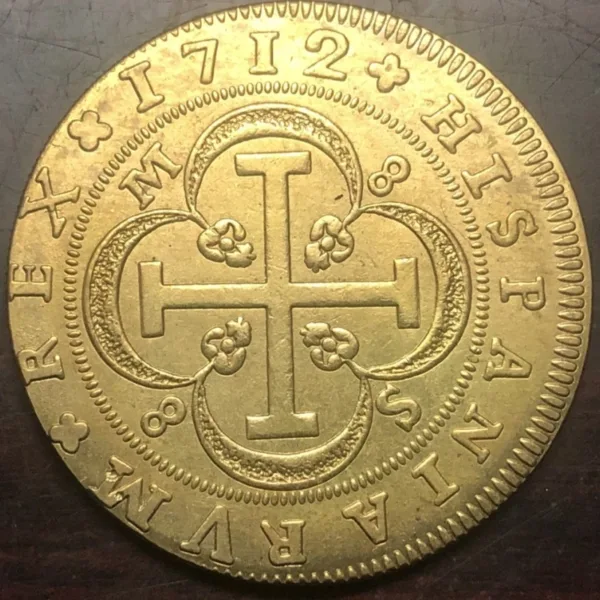 1712 Gold Plated 8 Escudos Coin Replica - Image 2