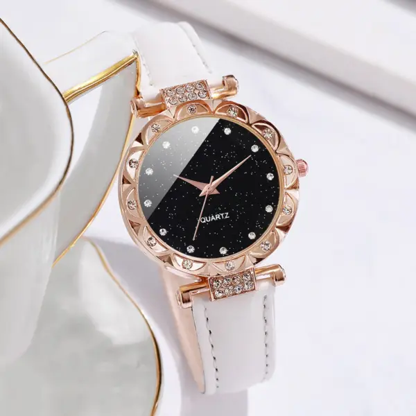 3PCS Women's Quartz Watches Set Leather Bands - Image 5