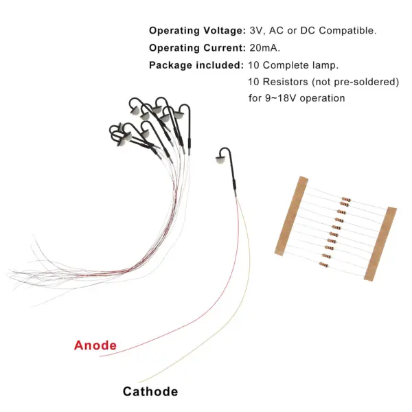 10pcs Warm White LED Lamp Posts for Z Scale