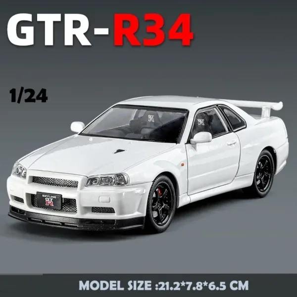 1:24 Alloy Nissan GTR R34 Diecast Car Model - Image 14