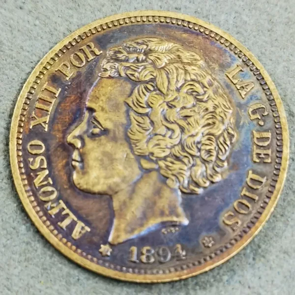 1894 Spain 2 Pesetas Replica Coin - Image 3