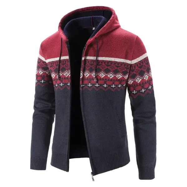 Men's Winter Hooded Zipper Jacket Sweater - Image 6