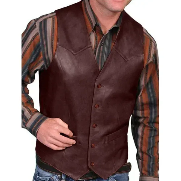 Men's Plus Size Vintage Leather Vest S-5XL - Image 3