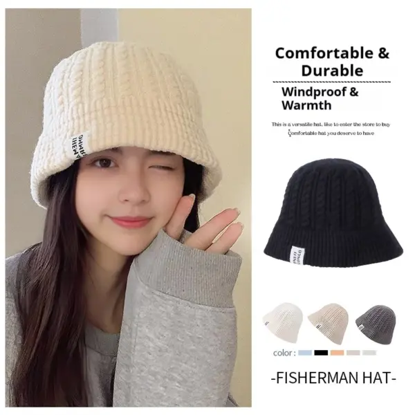 Chic Knit Bucket Hat for Women - Soft Beanie