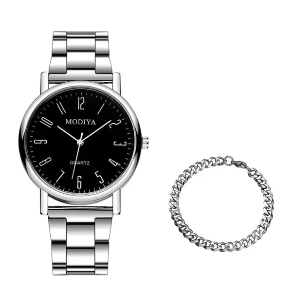 Men's Silver Alloy Casual Quartz Watch Set - Image 12