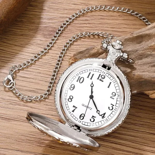 Antique Steam Train Pocket Watch with Chain - Image 2