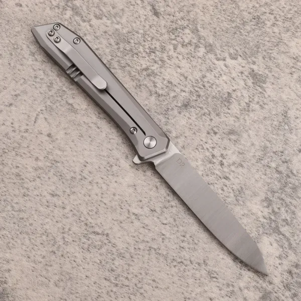 D2 Steel Folding Knife with Titanium Handle - Image 3