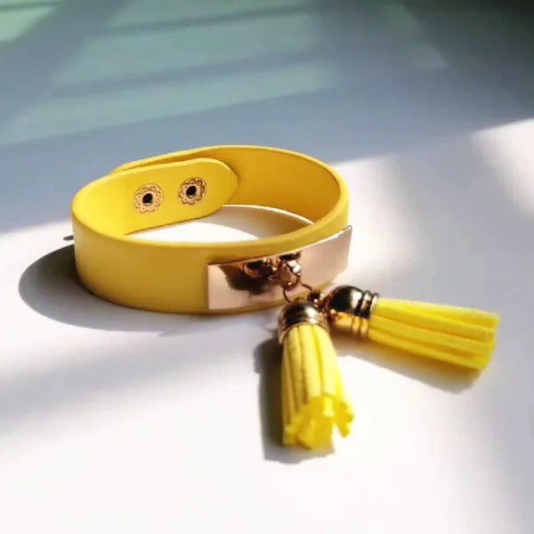 Neon Leather Tassel Bracelets for Women - Image 9