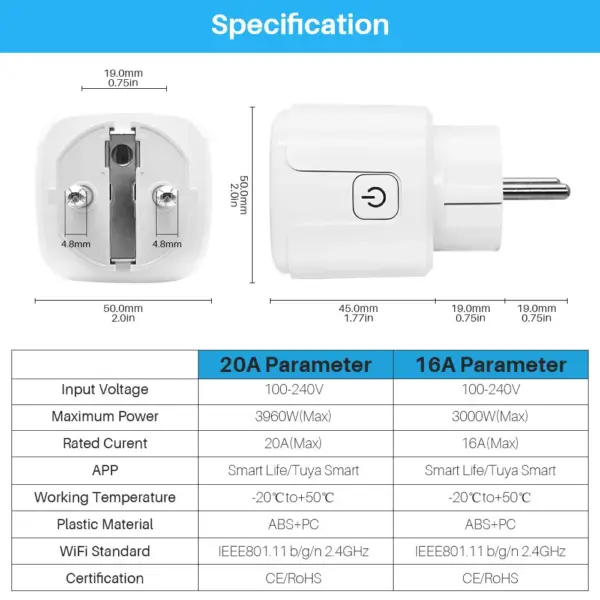 EU Smart WiFi Plug 16A Voice Control Outlet - Image 6