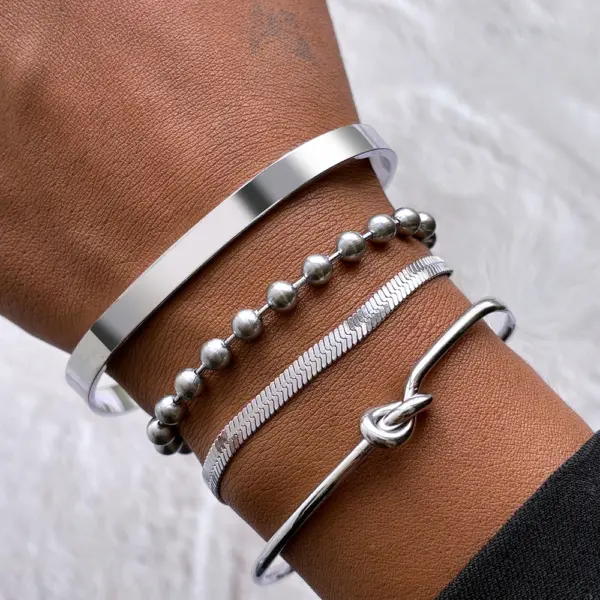 Stainless Steel Bracelet Jewelry Set for Women - Image 2