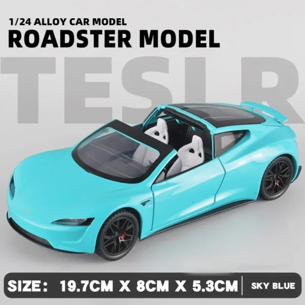 Diecast Metal 1:24 Tesla Roadster Toy Car - Image 7