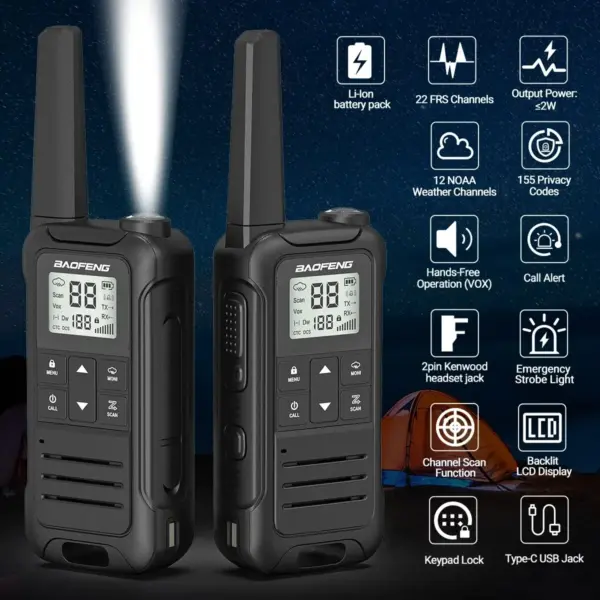 2pcs Baofeng F22 Long Range Walkie Talkies - Image 6