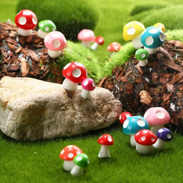 50Pcs Mini Resin Mushroom Figurines Set - Image 3