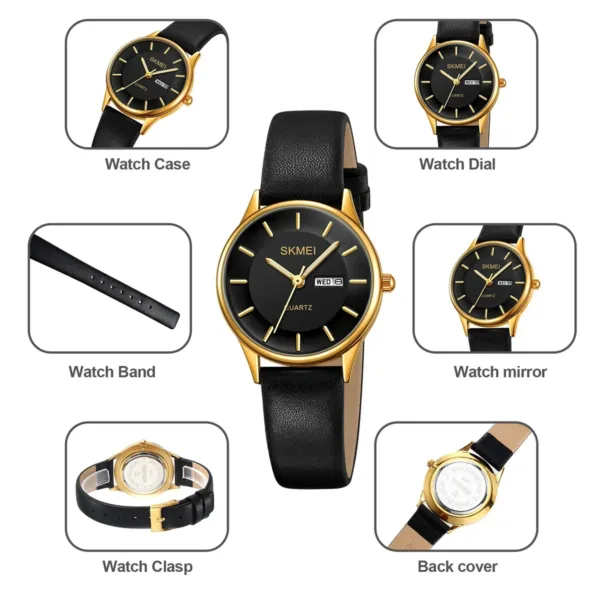 Elegant Women's Leather Strap Quartz Watch - Image 5