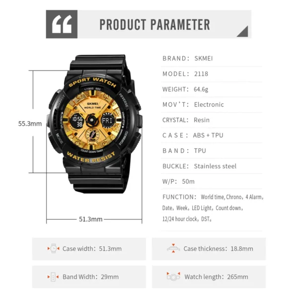 Dual Display Waterproof Sport Watch for Men - Image 6