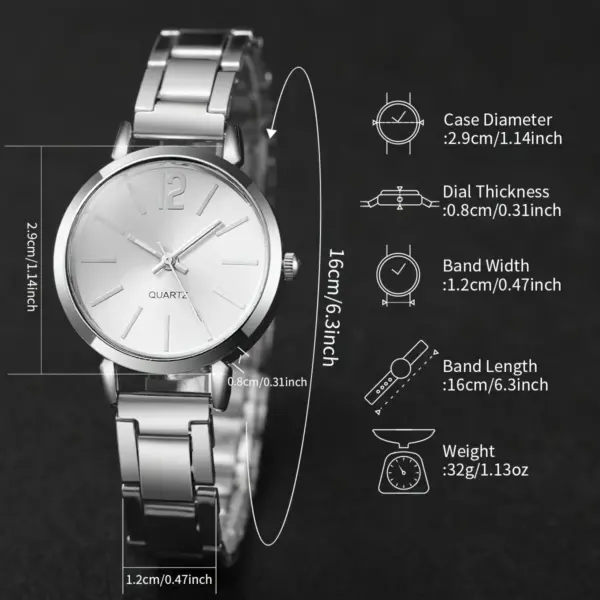 6PCS Women's Quartz Watch and Jewelry Set - Image 5