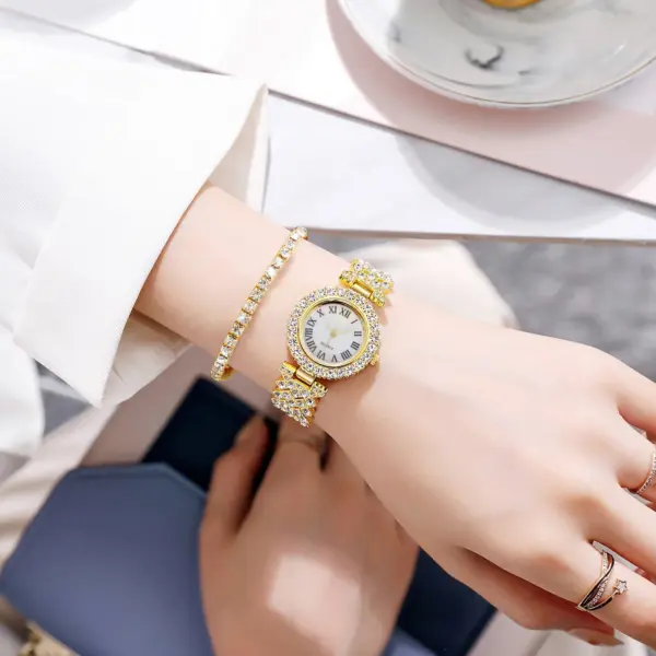 6PCS Women's Rhinestone Watch Jewelry Set - Image 2