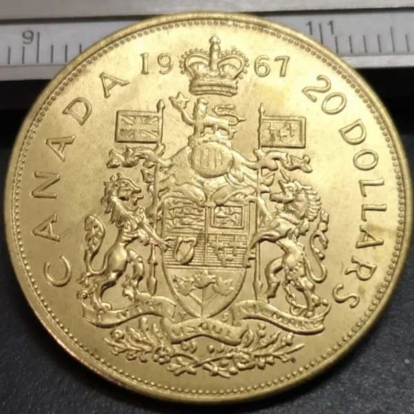 1967 Canada 20 Dollar Gold Replica Coin - Image 3