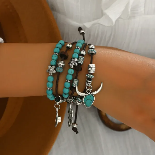 Geometric Leather Wrap Bracelet for Everyone - Image 5