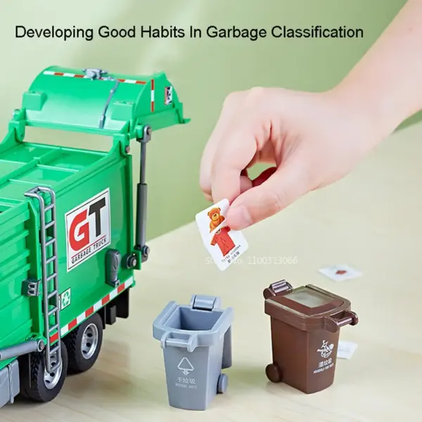 1:24 Green Diecast Garbage Truck Toy Model - Image 4