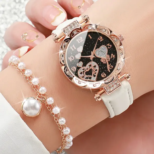 4-Piece Women's Rhinestone Watch and Jewelry Set - Image 4