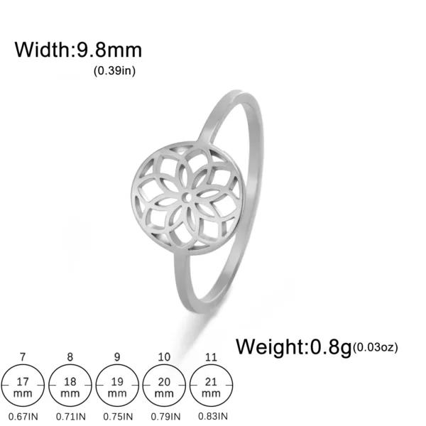 Flower of Life Vintage Stainless Steel Ring - Image 10