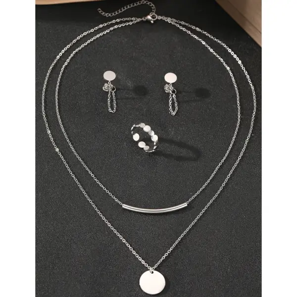 Stainless Steel Double Layer Jewelry Set - Image 6