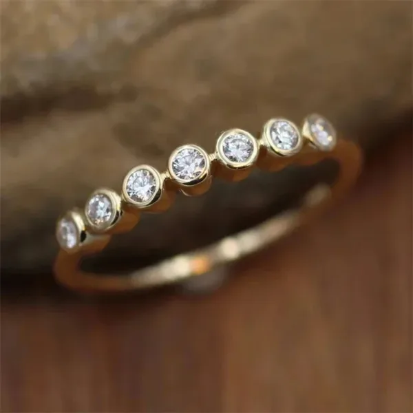 Brilliant Cubic Zirconia Wedding Band Ring - Image 21