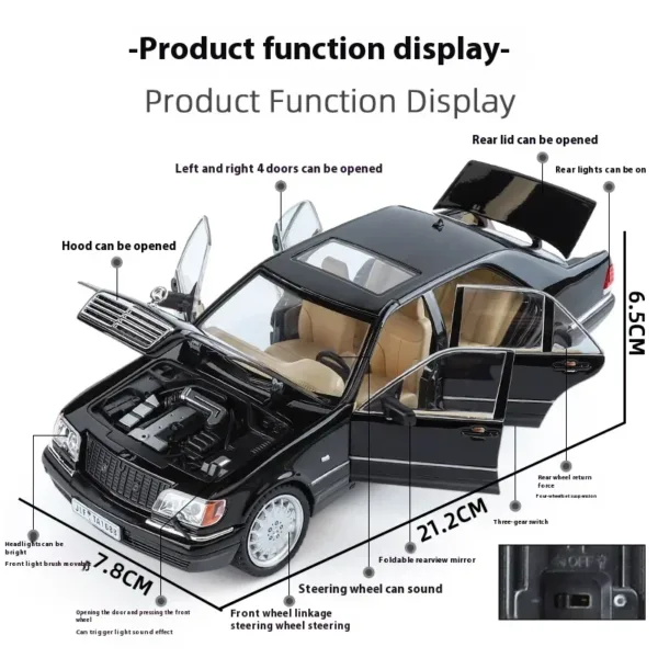 1:24 Mercedes-Benz W140 Diecast Model Car - Image 3