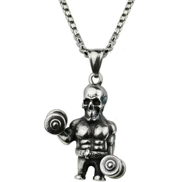 Fashion Barbell Dumbbell Pendant Necklace - Image 14