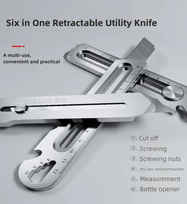 6 in 1 Heavy Duty Aluminum Box Cutter - Image 3