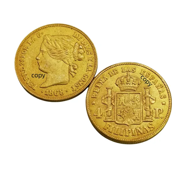 1868 Philippines 4 Pesos Gold Copy Coin - Image 5