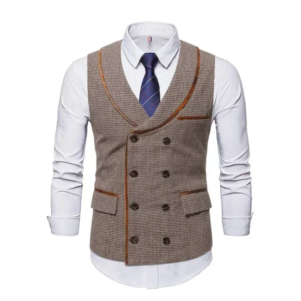 Men's Double Breasted V-neck Wedding Vest - Image 9