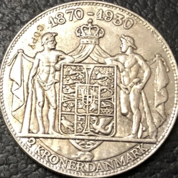 1930 Denmark 2 Kroner Replica Silver Coin - Image 3