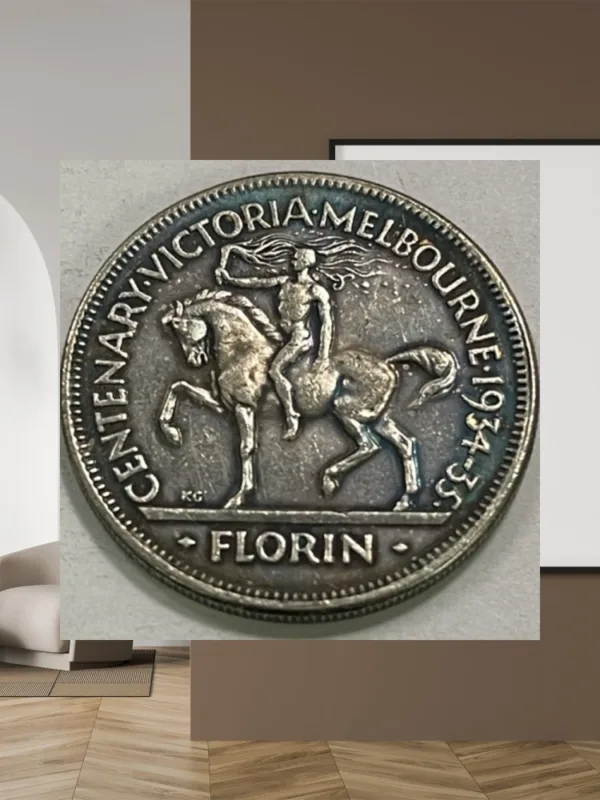 1934-35 Australia 1 Florin Silver Coin Replica - Image 3